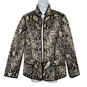 Chico’s Metallic Reversible Quilted Open Blazer NWT